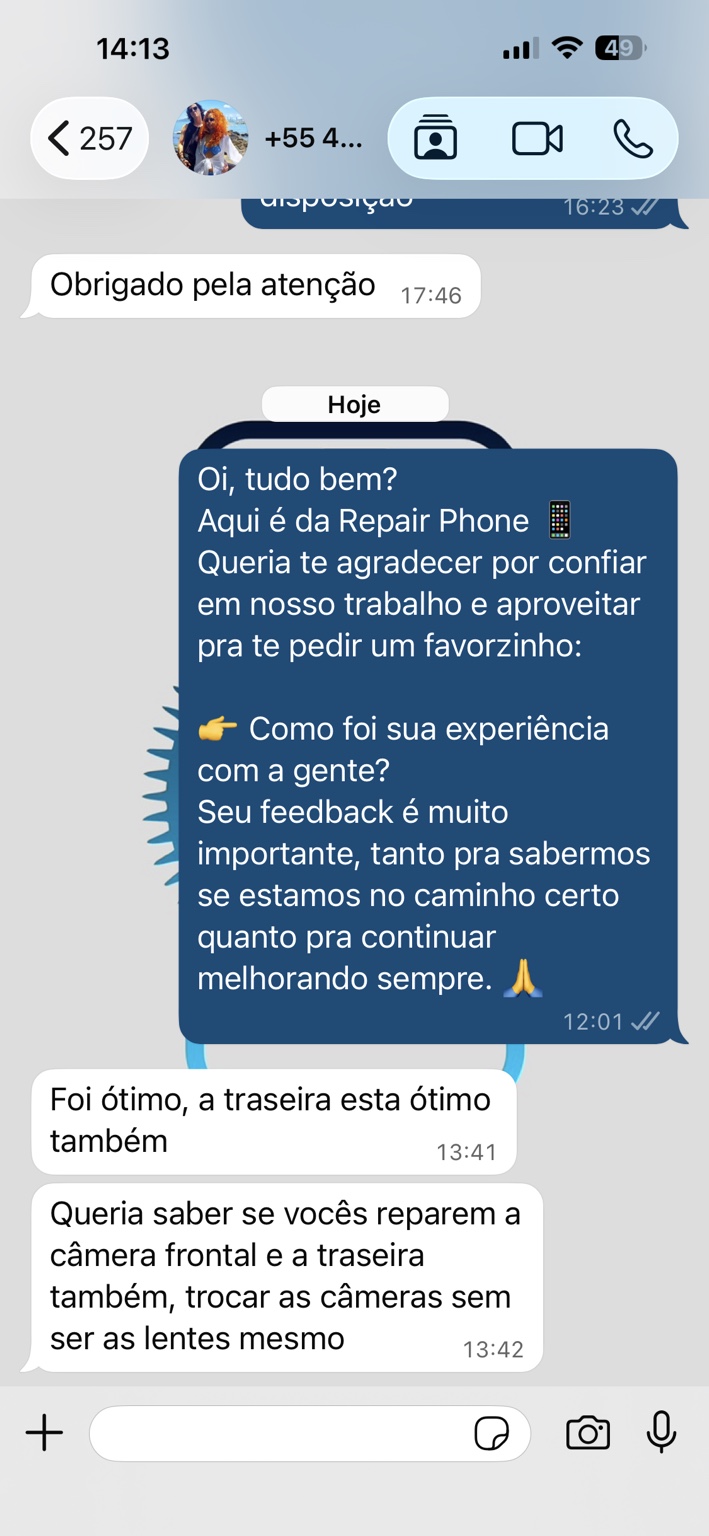 Feedback sobre servico realizado